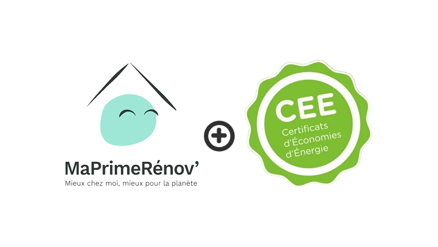 Logos MaPrimeRénov’ et CEE – aides à la rénovation énergétique